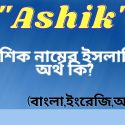 আশিক নামের অর্থ কি?